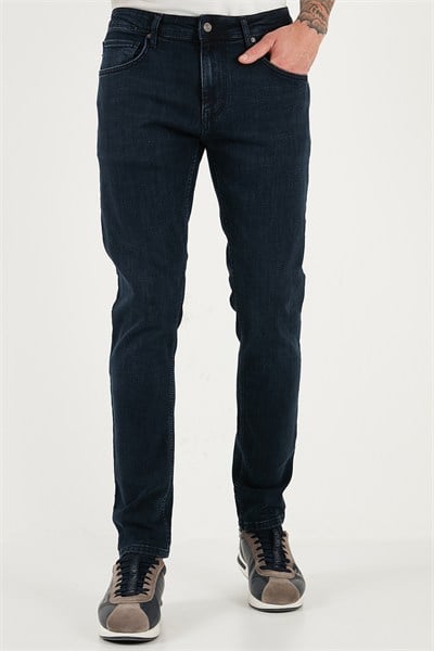 Pamuklu Slim Fit Yüksek Bel Dar Paça Jeans Erkek Kot Pantolon 3300C47TOKYO LACİVERT