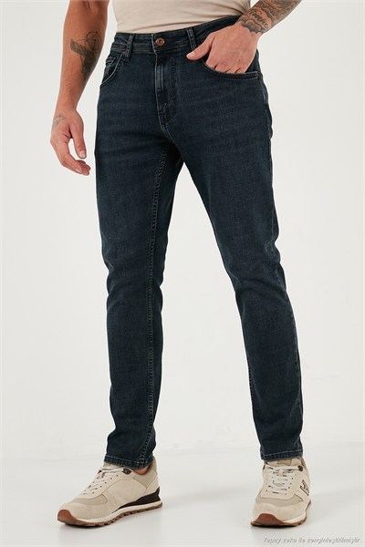 Pamuklu Slim Fit Yüksek Bel Dar Paça Jeans Erkek Kot Pantolon 3300C45TOKYO MAVİ