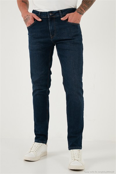 Pamuklu Slim Fit Yüksek Bel Dar Paça Jeans Erkek Kot Pantolon 3300C28TOKYO LACİVERT