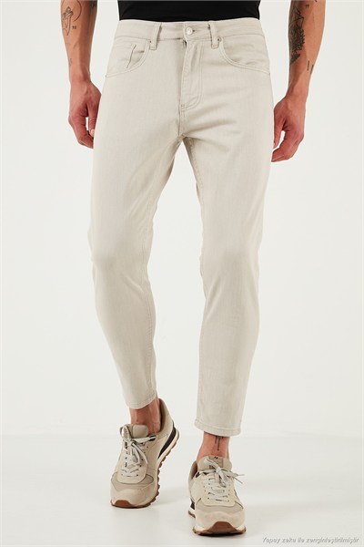 Pamuklu Slim Tapared Normal Bel Daralan Paça Jeans Erkek Kot Pantolon 5900S66MILANO NATUREL