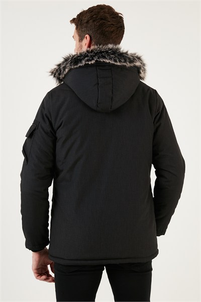 Peluş Astarlı Suya ve Rüzgara Dayanıklı Soğuk Geçirmez Slim Fit Erkek Mont 5711051 SİYAH