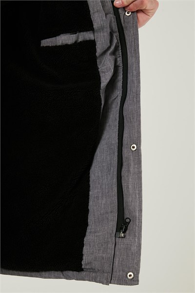 Peluş Astarlı Suya ve Rüzgara Dayanıklı Soğuk Geçirmez Slim Fit Erkek Mont 5711051 AÇIK GRİ