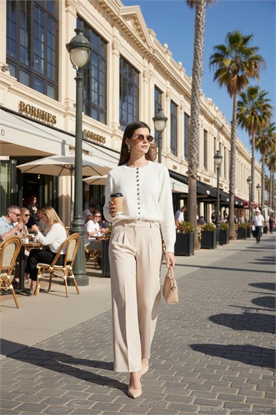 Premium Comfort Fit Yuvarlak Yaka Crop Triko Kadın Hırka 680HI00164 EKRU