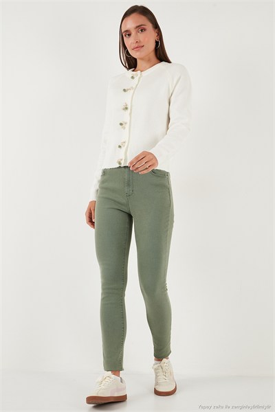 Premium Regular Fit Bisiklet Yaka Fiyonk Detaylı Kadın Hırka 6802939 EKRU