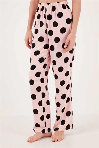 Rahat Kesim Bol Paça Mono Yaka Kısa Kollu Kadın Pijama Takımı 6110290 PEMBE