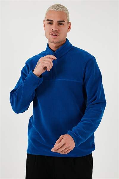 Regular Fit Anti-Pilling Tüylenme Yapmayan Dik Yaka Soğuk Geçirmez Şardonlu Erkek Polar 5896700 SAKS