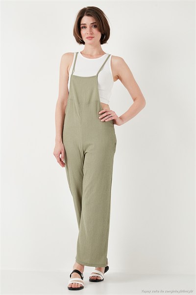 Regular Fit Ayarlanabilir İp Askılı Bahçıvan Kadın Tulum 5865789 Olive