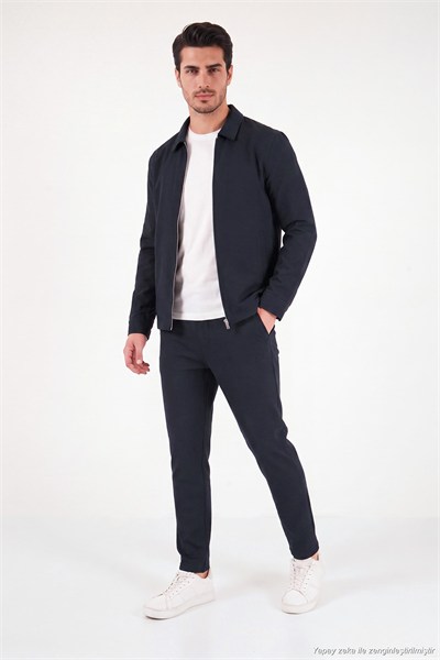 Regular Fit Belden Bağlamalı Düz Paça Erkek Pantolon CF26W6111111 LACİVERT