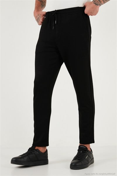 Regular Fit Belden Bağlamalı Düz Paça Jogger Erkek Pantolon 5908095 SİYAH