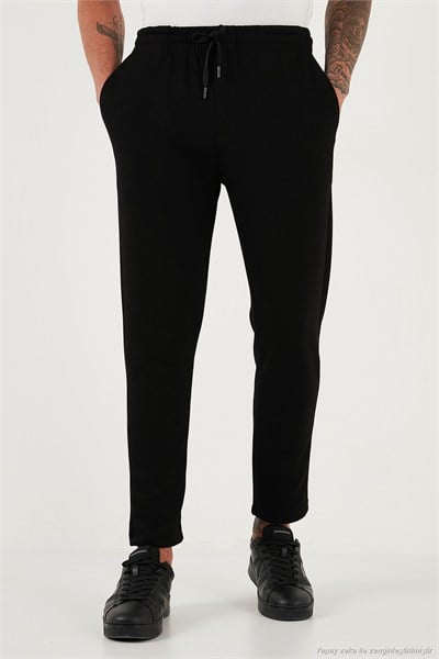 Regular Fit Belden Bağlamalı Düz Paça Jogger Erkek Pantolon 5908095 SİYAH