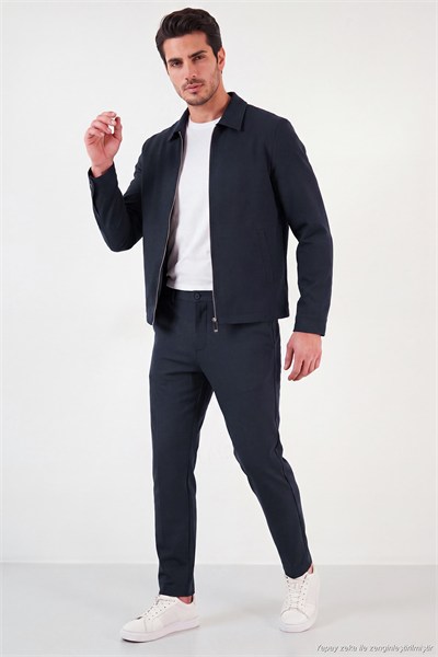 Regular Fit Belden Bağlamalı Düz Paça Erkek Pantolon CF26W6111111 LACİVERT