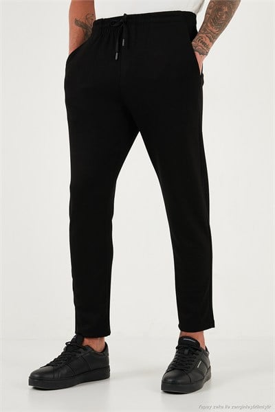 Regular Fit Belden Bağlamalı Düz Paça Jogger Erkek Pantolon 5908095 SİYAH