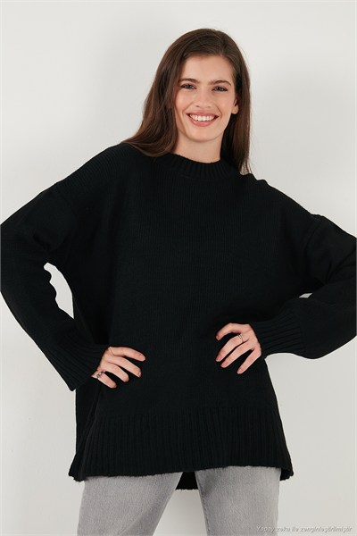 Regular Fit Bisiklet Yaka Basic 2li Paket Triko Kadın Kazak 4616213S2 HAKİ-SİYAH