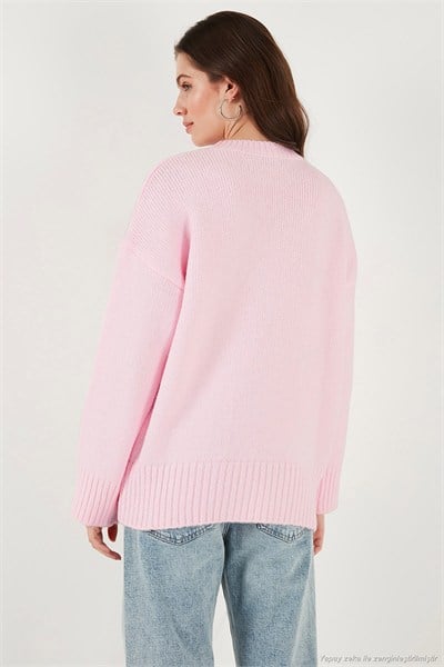 Regular Fit Bisiklet Yaka Basic 2li Paket Triko Kadın Kazak 4616213S2 Bebe Mavi-Toz Pembe