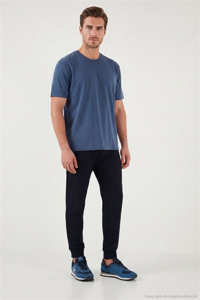 Regular Fit Bisiklet Yaka Erkek T Shirt 5902985 İNDİGO
