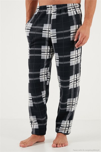 Regular Fit Bisiklet Yaka Kışlık Yumuşak Dokulu Polar Erkek Pijama Takımı 6096100 GRİ