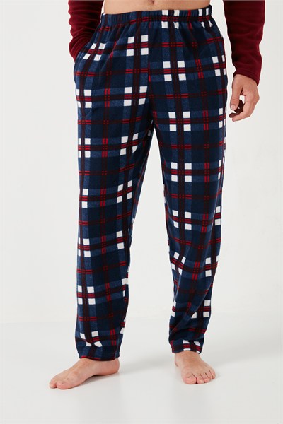 Regular Fit Bisiklet Yaka Kışlık Yumuşak Dokulu Polar Erkek Pijama Takımı 6096100 BORDO