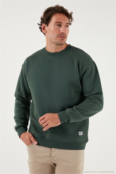 Regular Fit Bisiklet Yaka Pamuklu İçi Tüylü Yumuşak Şardonlu Erkek Sweat 5905255 NEFTİ