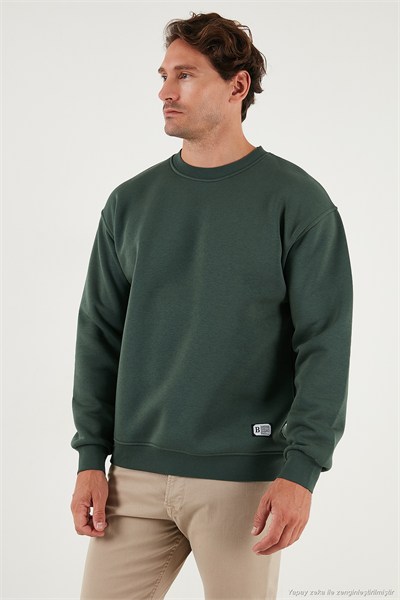 Regular Fit Bisiklet Yaka Pamuklu İçi Tüylü Yumuşak Şardonlu Erkek Sweat 5905255 NEFTİ