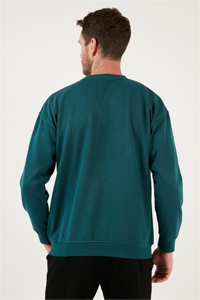 Regular Fit Bisiklet Yaka Pamuklu İçi Tüylü Yumuşak Şardonlu Erkek Sweat 5905255 PETROL