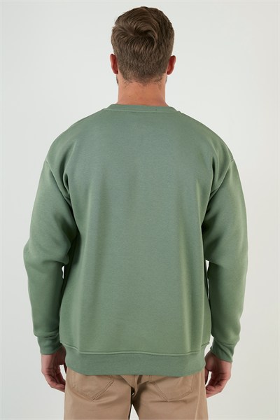 Regular Fit Bisiklet Yaka Pamuklu İçi Tüylü Yumuşak Şardonlu Erkek Sweat 5905255 Elma