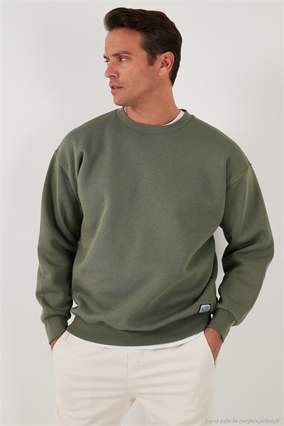 Regular Fit Bisiklet Yaka Şardonlu 2li Paket Erkek Sweat 5905255S2 Haki-Koyu Lacivert