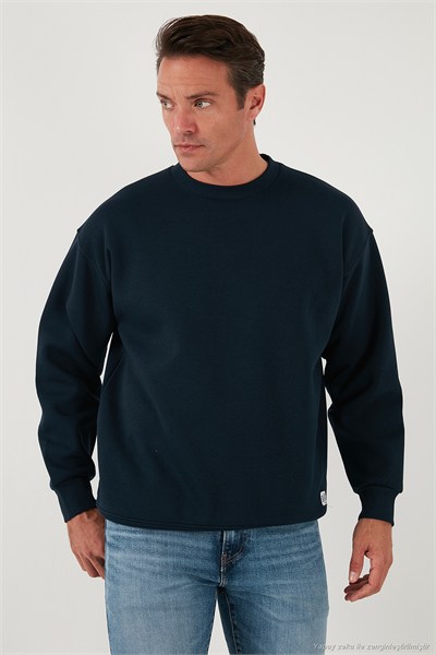 Regular Fit Bisiklet Yaka Şardonlu 2li Paket Erkek Sweat 5905255S2 Koyu Lacivert-Koyu Lacivert