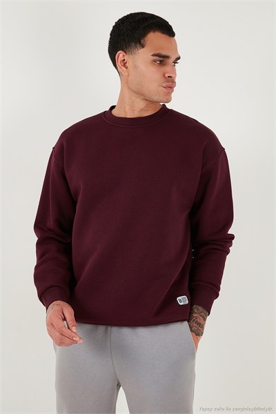 Regular Fit Bisiklet Yaka Şardonlu 2li Paket Erkek Sweat 5905255S2 Vişne-Vişne