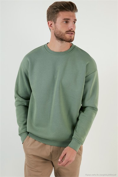Regular Fit Bisiklet Yaka Şardonlu 2li Paket Erkek Sweat 5905255S2 ELMA-AÇIK GRİ
