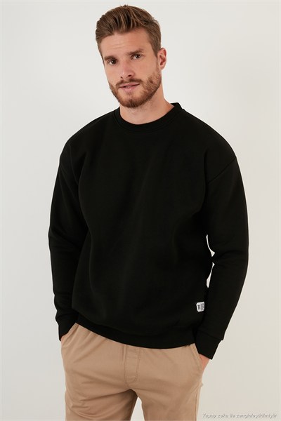 Regular Fit Bisiklet Yaka Şardonlu 2li Paket Erkek Sweat 5905255S2 ELMA-SİYAH