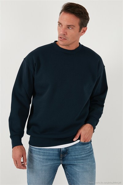 Regular Fit Bisiklet Yaka Şardonlu 2li Paket Erkek Sweat 5905255S2 Haki-Koyu Lacivert