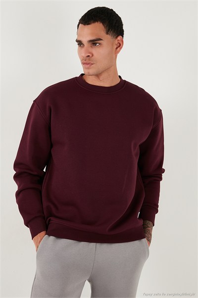 Regular Fit Bisiklet Yaka Şardonlu 2li Paket Erkek Sweat 5905255S2 Vişne-Vişne