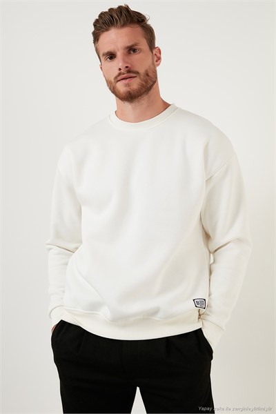 Regular Fit Bisiklet Yaka Şardonlu 2li Paket Erkek Sweat 5905255S2 ELMA-EKRU