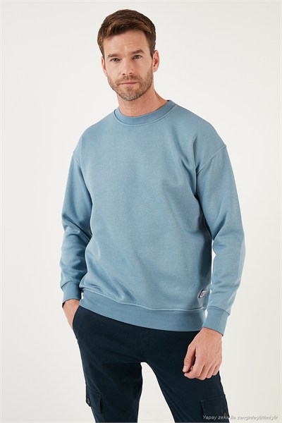 Regular Fit Bisiklet Yaka Şardonlu 2li Paket Erkek Sweat 5905255S2 Mavi-Mavi