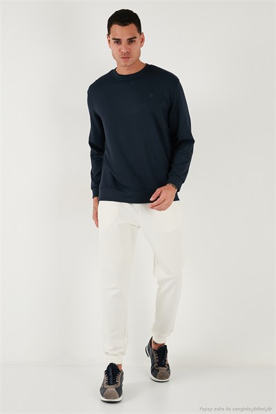 Regular Fit Bisiklet Yaka Uzun Kollu Erkek Sweat 5901066 LACİVERT