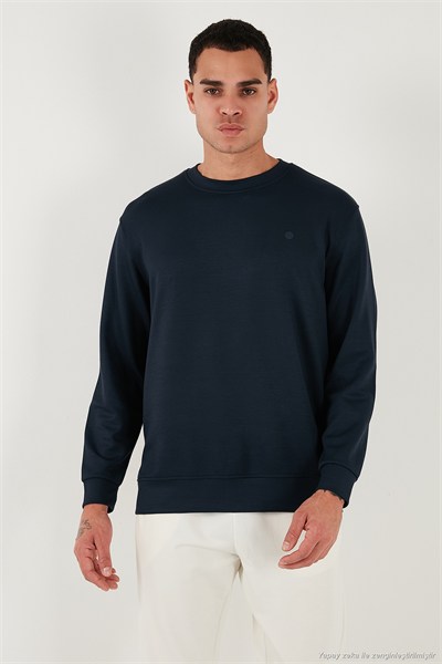 Regular Fit Bisiklet Yaka Uzun Kollu Erkek Sweat 5901066 LACİVERT