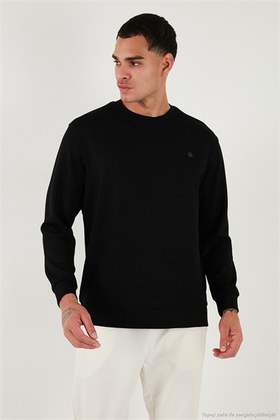 Regular Fit Bisiklet Yaka Uzun Kollu Erkek Sweat 5901066 SİYAH