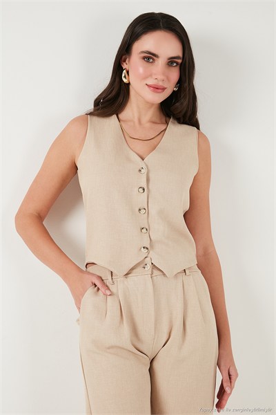 Regular Fit Bol Paça Yelekli Kadın Takım 67045162S4 TAŞ