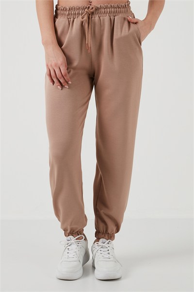 Regular Fit Cepli Kadın Eşofman Altı 5865798 BEJ