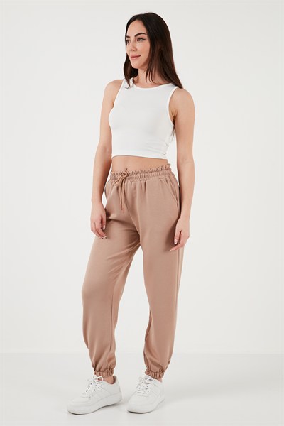 Regular Fit Cepli Kadın Eşofman Altı 5865798 BEJ