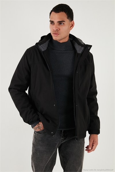 Regular Fit Çıkarılabilir Kapüşonlu Astarlı Erkek Mont 497HECTOR SİYAH
