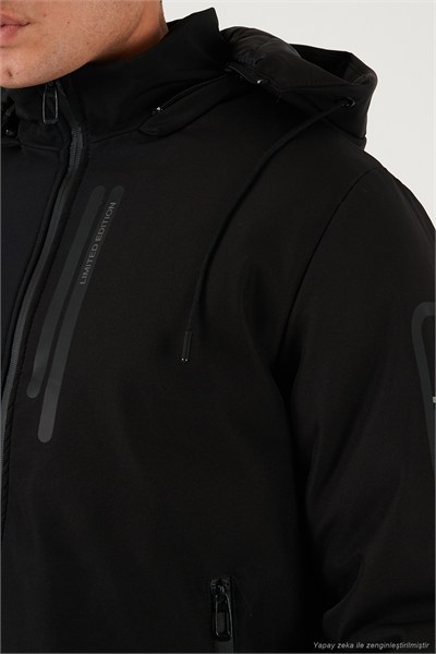 Regular Fit Çıkarılabilir Kapüşonlu Cepli Erkek Mont 497ALBERT SİYAH
