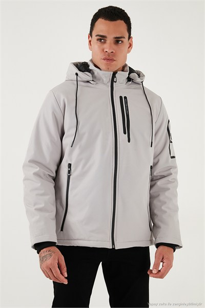 Regular Fit Çıkarılabilir Kapüşonlu Cepli Erkek Mont 497ALBERT TAŞ