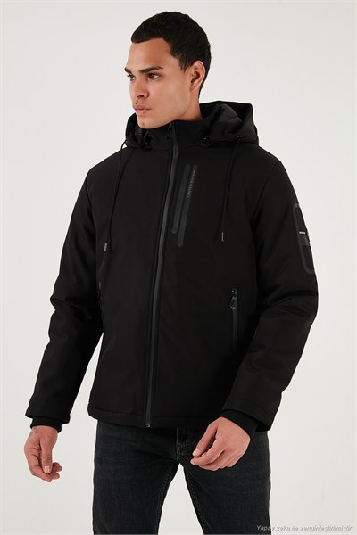 Regular Fit Çıkarılabilir Kapüşonlu Cepli Erkek Mont 497ALBERT SİYAH