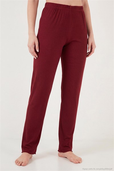Regular Fit Desenli Bisiklet Yaka Kısa Kollu Kadın Pijama Takımı 65770823 BORDO