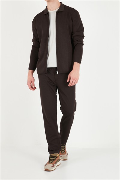 Regular Fit Düz Paça Bağlamalı Erkek Pantolon 6843700 KAHVE