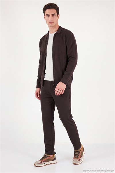 Regular Fit Düz Paça Bağlamalı Erkek Pantolon 6843700 KAHVE