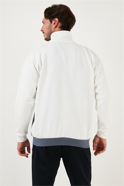 Regular Fit Fermuarlı Dik Yaka İçi Tüylü Yumuşak Şardonlu Kışlık Erkek Sweat 5905343 EKRU