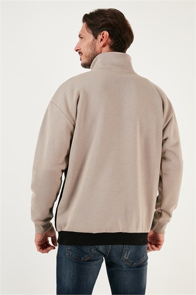 Regular Fit Fermuarlı Dik Yaka İçi Tüylü Yumuşak Şardonlu Kışlık Erkek Sweat 5905343 SÜTLÜ KAHVE