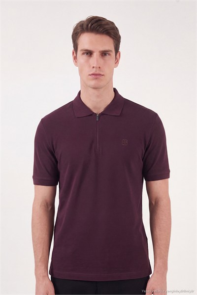 Regular Fit Fermuarlı Erkek Polo T Shirt 5904069 VİŞNE